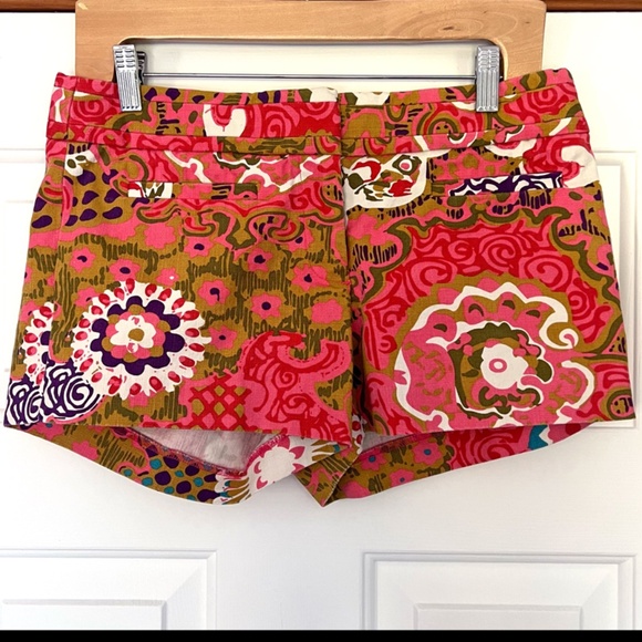 J Crew Women's Micro Mini Hot Pink Shorts 6 Retro Floral Pockets JCrew - Picture 3 of 10